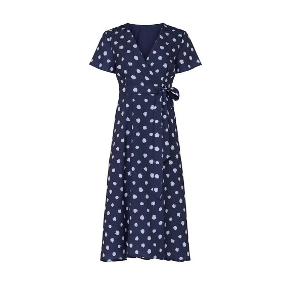 Slate & Willow Blue & Pink Floral Wrap Maxi Dress Size S Designer Women’s Style - Picture 5 of 11